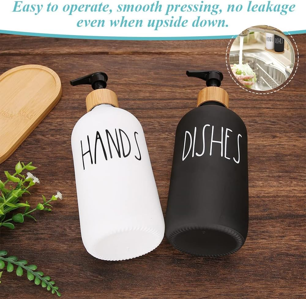 Soap Dispenser with Pump & 16 Oz Glass Soap Dispenser,Soap Dispenser Set/Shower Gel Bottle,Hand Soap Dispenser for Kitchen Decor image number 2