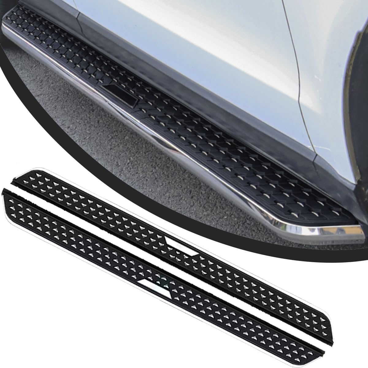 2 Pcs Side Step Running Board Nerfbar Fit for KGM Ssangyong Musso 2019-2026 Aluminium Pedal All Black Step Bars (With Bracket) image number 6