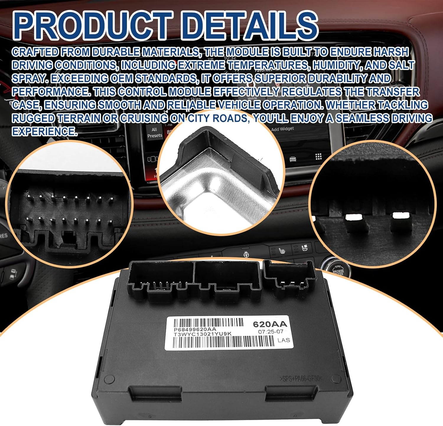 68499620AB Transfer Case Control Module - Compatible with 2021-2025 Dodge Durango, 2022 Jeep Grand Cherokee WK, 2021 Jeep Grand Cherokee, Replace# 68499620AA image number 6