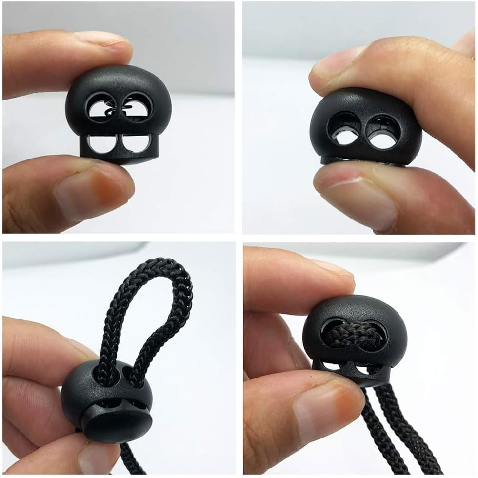20 Pcs Plastic Cord Locks, Toggle Cord Stopper Locks End Drawstring Spring Loaded with Hole Button image number 5
