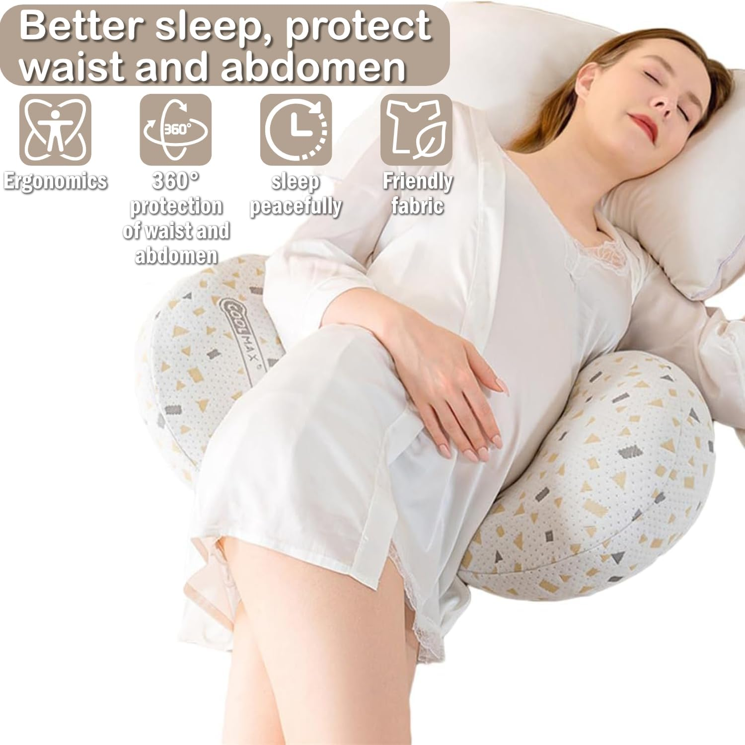 Pregnancy Pillow for Sleeping, Maternity Pillow Support for HIPS, Backs, Legs, Maternity Pillow with Detachable and Adjustable Pillow Cover image number 1
