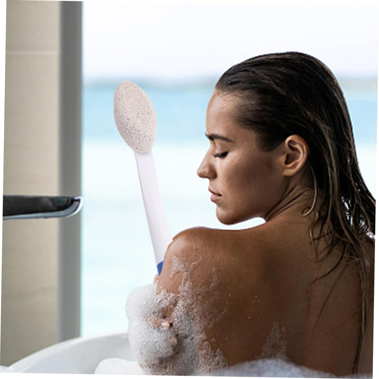 2Pcs Foot Pumice Stone Foot Scrubber Dead Skin Removal Tool Long Handle for Shower and Home