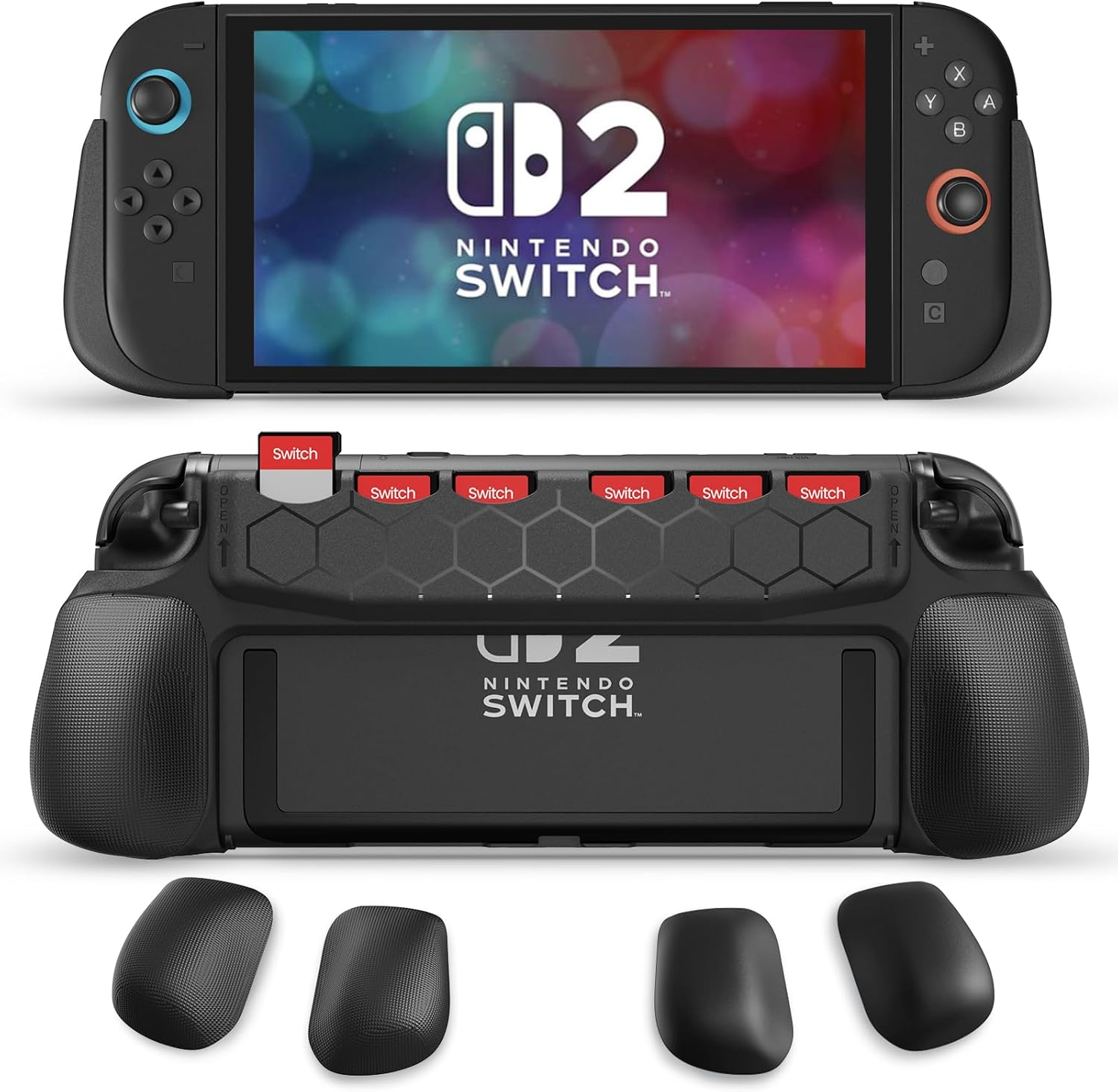 THRAU Switch 2 Grip Case with 6 Game Card Slots for Nintendo Switch 2, Ergonomic Grip Case with Replaceable Grips Dockable, Perfect Accessories for Switch 2 Console image number 5