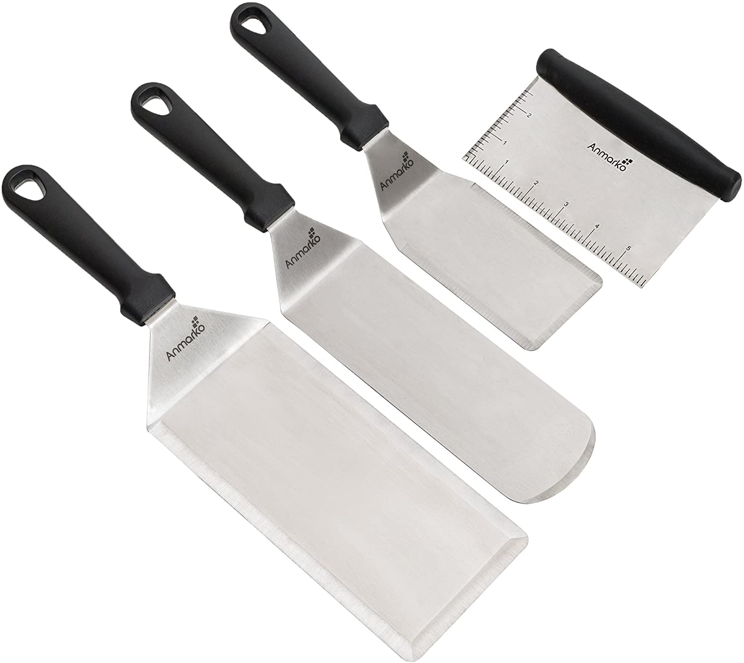 Stainless Steel Metal Spatula Set - Griddle Scraper Flat Spatula Pancake Flipper Hamburger Turner - Metal Utensil Great for BBQ Grill Flat Top Cast Iron Griddle Accessories - Commercial Grade
