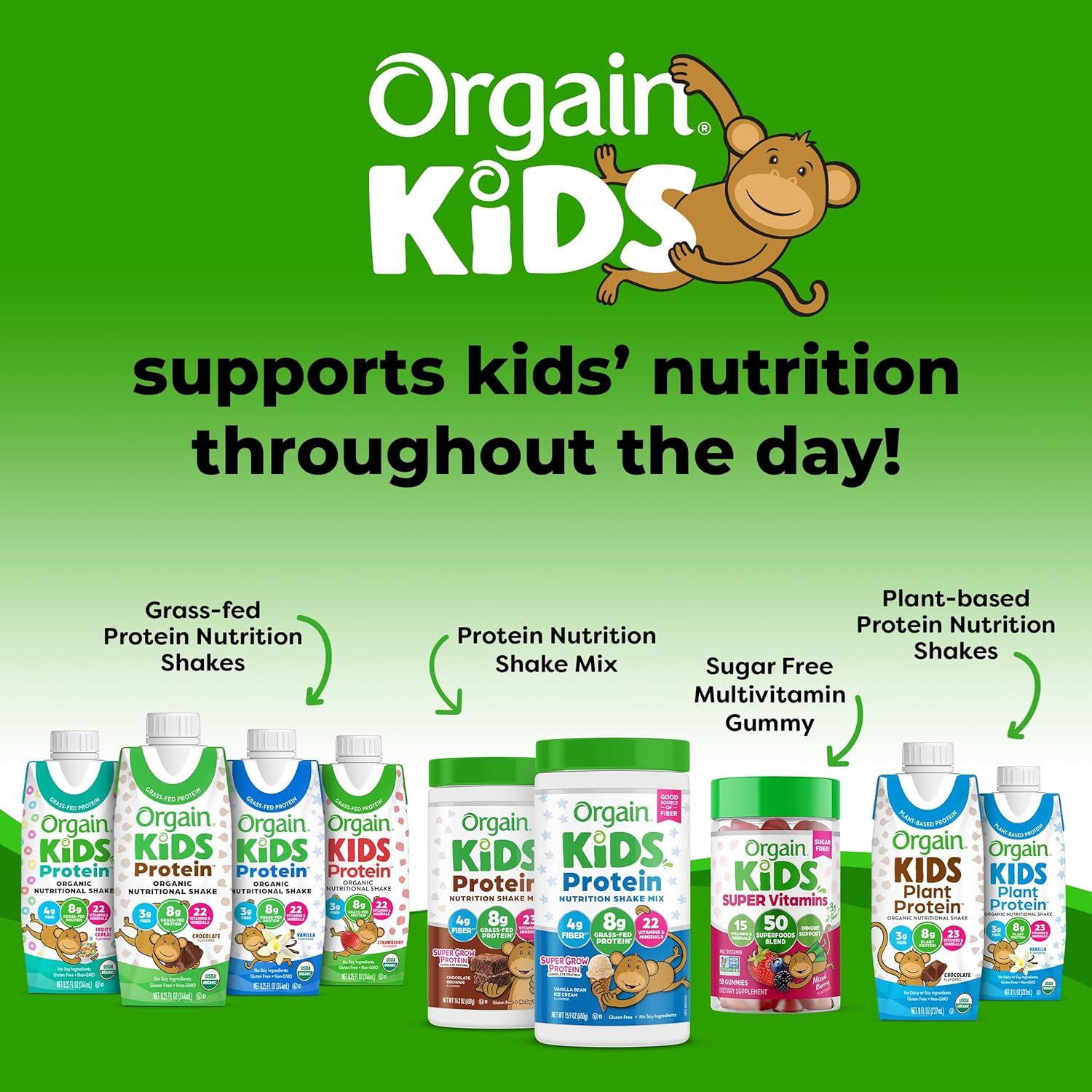 Orgain Organic Kids Nutritional Protein Shake, Chocolate, Healthy Kids Snacks, 8G Dairy Protein, 3G Fiber, 22 Vitamins & Minerals, No Soy Ingredients, Gluten Free, Non-Gmo, 8.25 Fl Oz (Pack of 12) image number 4