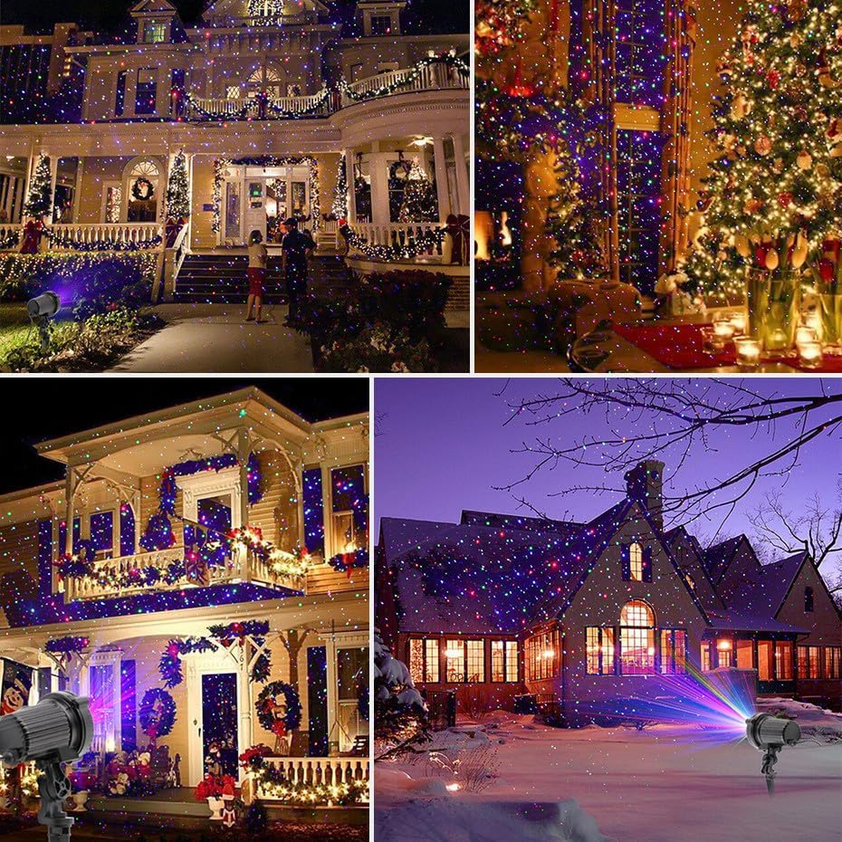 Christmas Laser Lights Outdoor, Laser Christmas Projector Lights Outdoor with Moving Red and Green, Decorative Laser Projector for Home, Outdoor, Christmas, Holiday image number 1