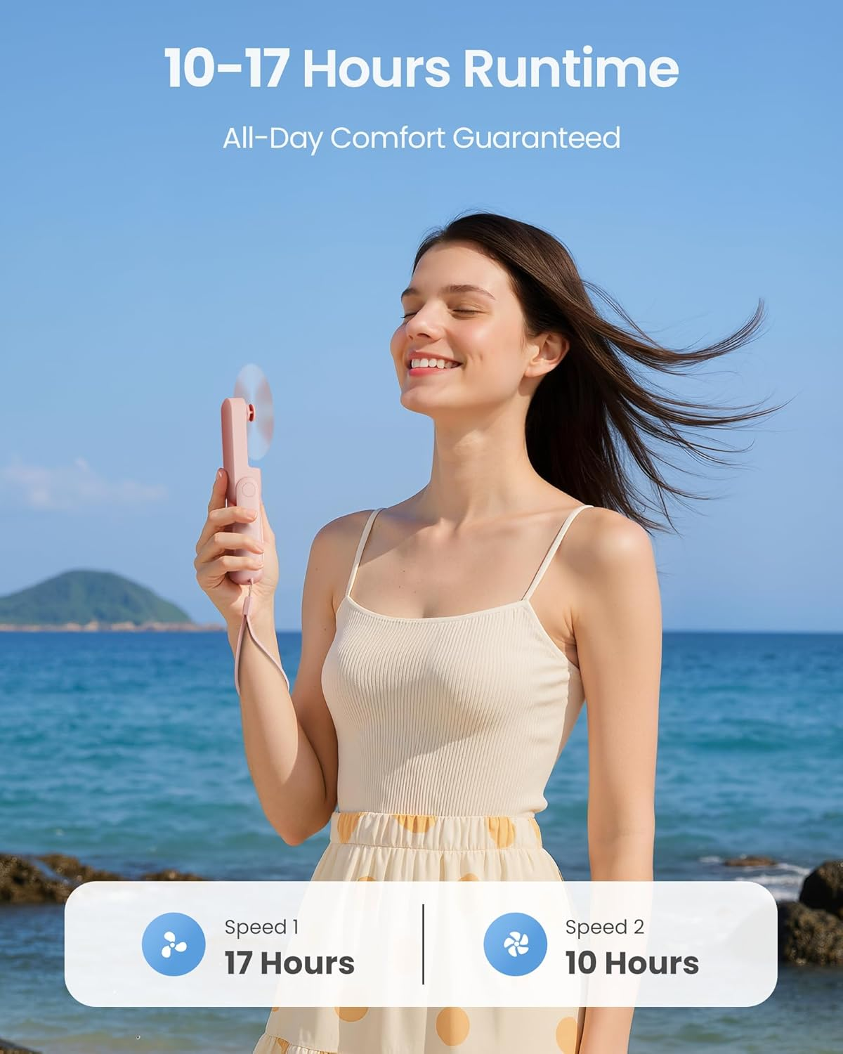 GAIATOP Portable Handheld Fan, 3 in 1 Mini Foldable Travel Fans [17H Max Cooling Time] with Power Bank, Pocket Design USB Rechargeable for Travel Concert Lash Makeup, Summer Gifts for Women Girl, Pink image number 5