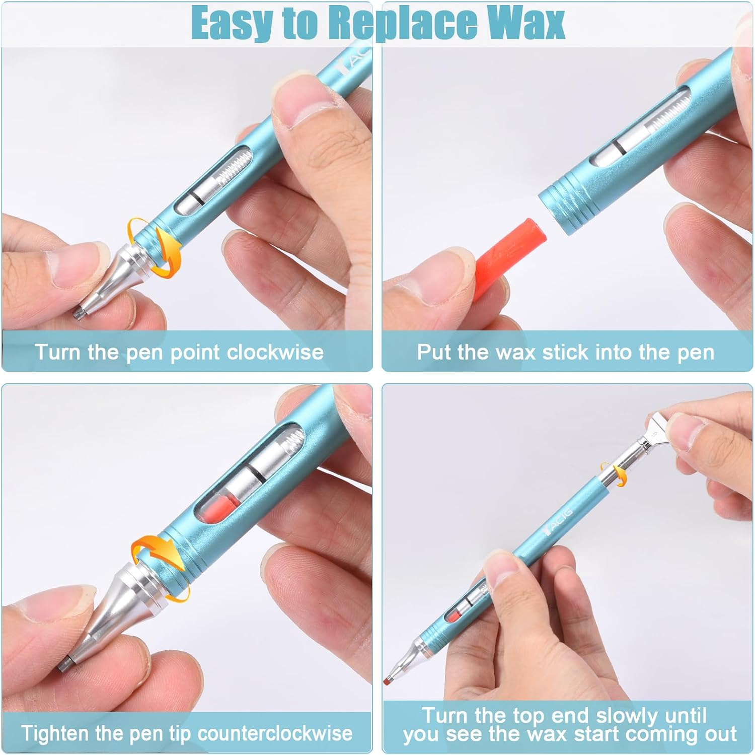 Diamond Art Pen Refillable Wax Pen for Diamond Painting, Metal 5D Diamonds Art Accessories Pens with a Multi Placer, Blue image number 1