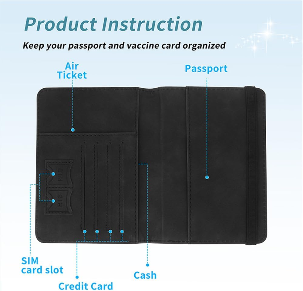 MYHOBBY Shiny Rhinestone Passport Holder Cover Wallet Case Travel Essentials Passport and Vaccine Card Holder,Vacation Travel Accessories for Men Women,Pink image number 1