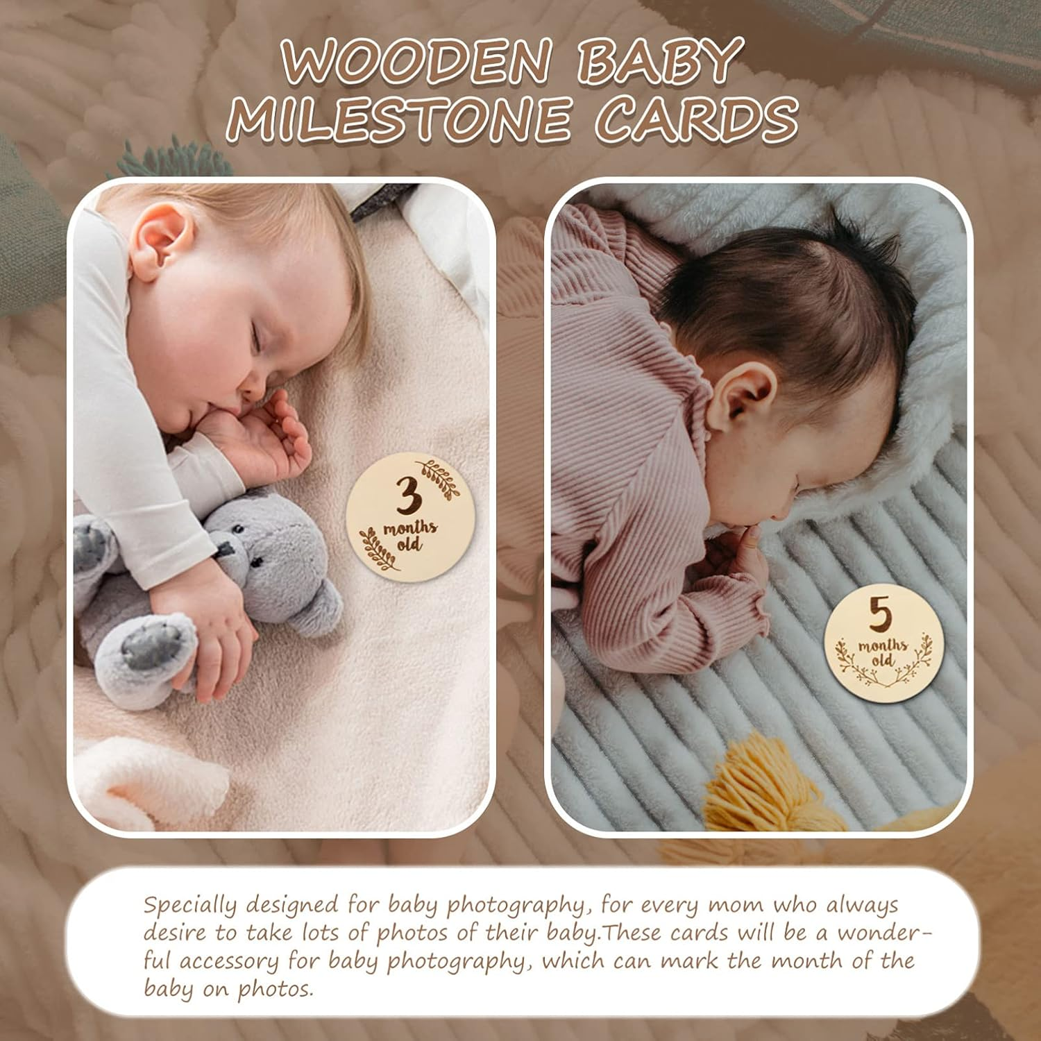6Pcs Baby Monthly Achievement Cards Double-Sided Infant Growth Photo Props Newborn Essentials for Monthly Photography and Birthday Keepsakes image number 4