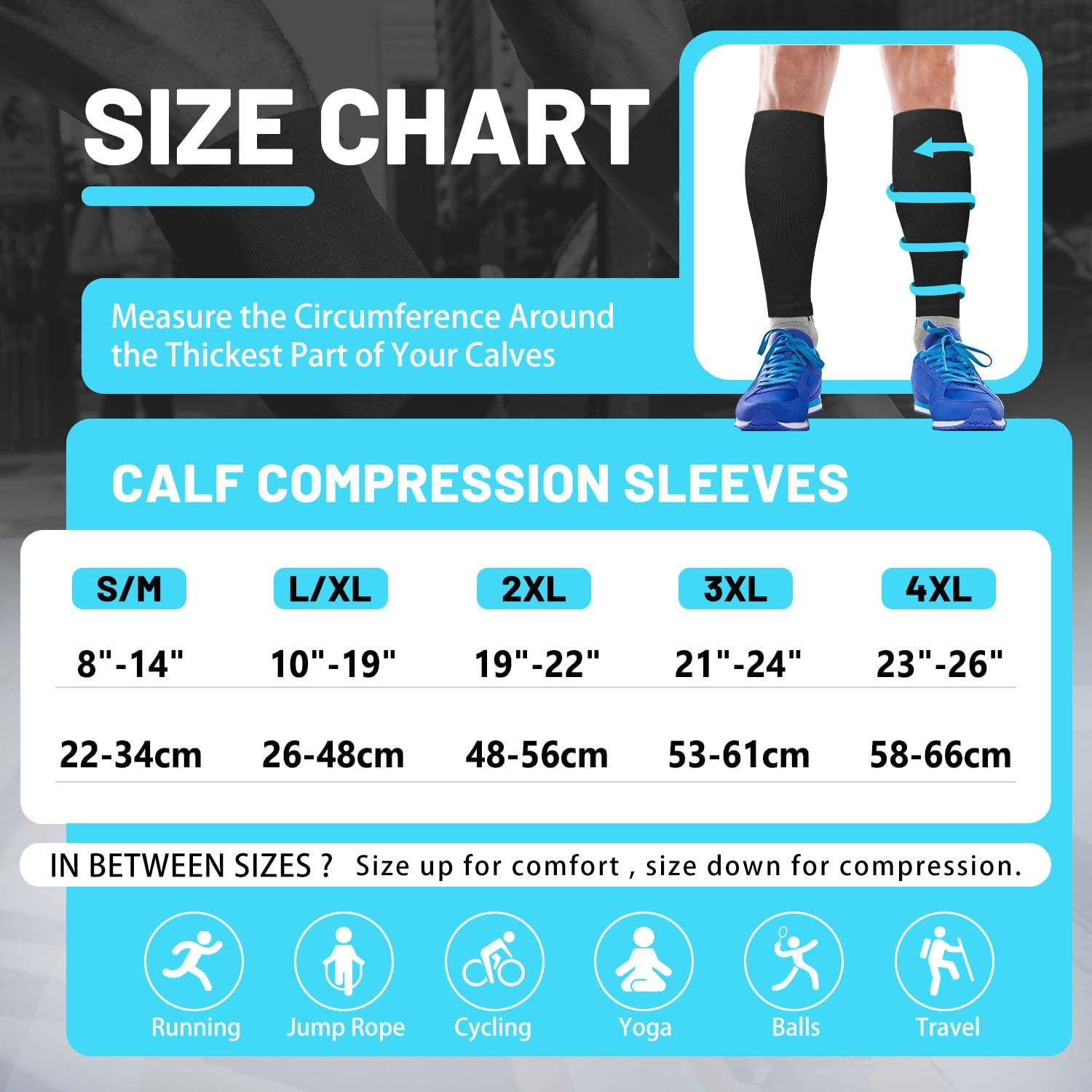 Calf Compression Sleeves for Men and Women, 3 Pairs, 23-32 Mmhg, Pain Relief for Shin Splints and Varicose Veins, Footless Running Socks (L/XL) image number 3