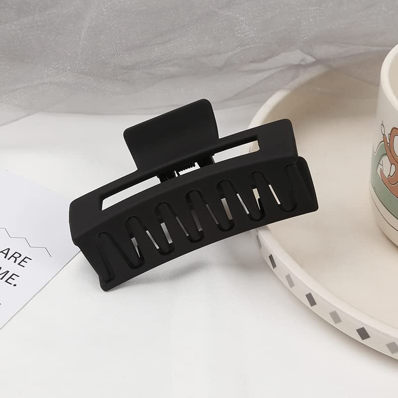Black Claw Clip Matte Hair Claw Large Hair Clips for Thick Hair Accessories, Hair Jaw Clips for Women Girls Hair Clamps Non Slip Hair Clips 2Pcs