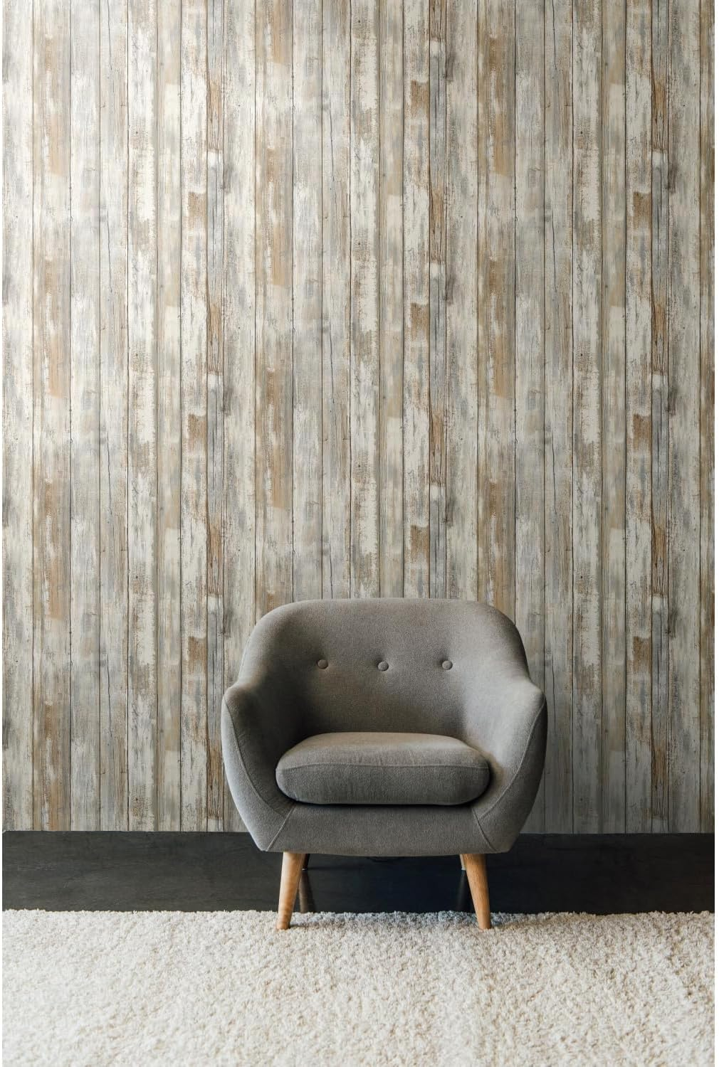 Roommates Distressed Wood Peel and Stick Wallpaper, Rustic Wood