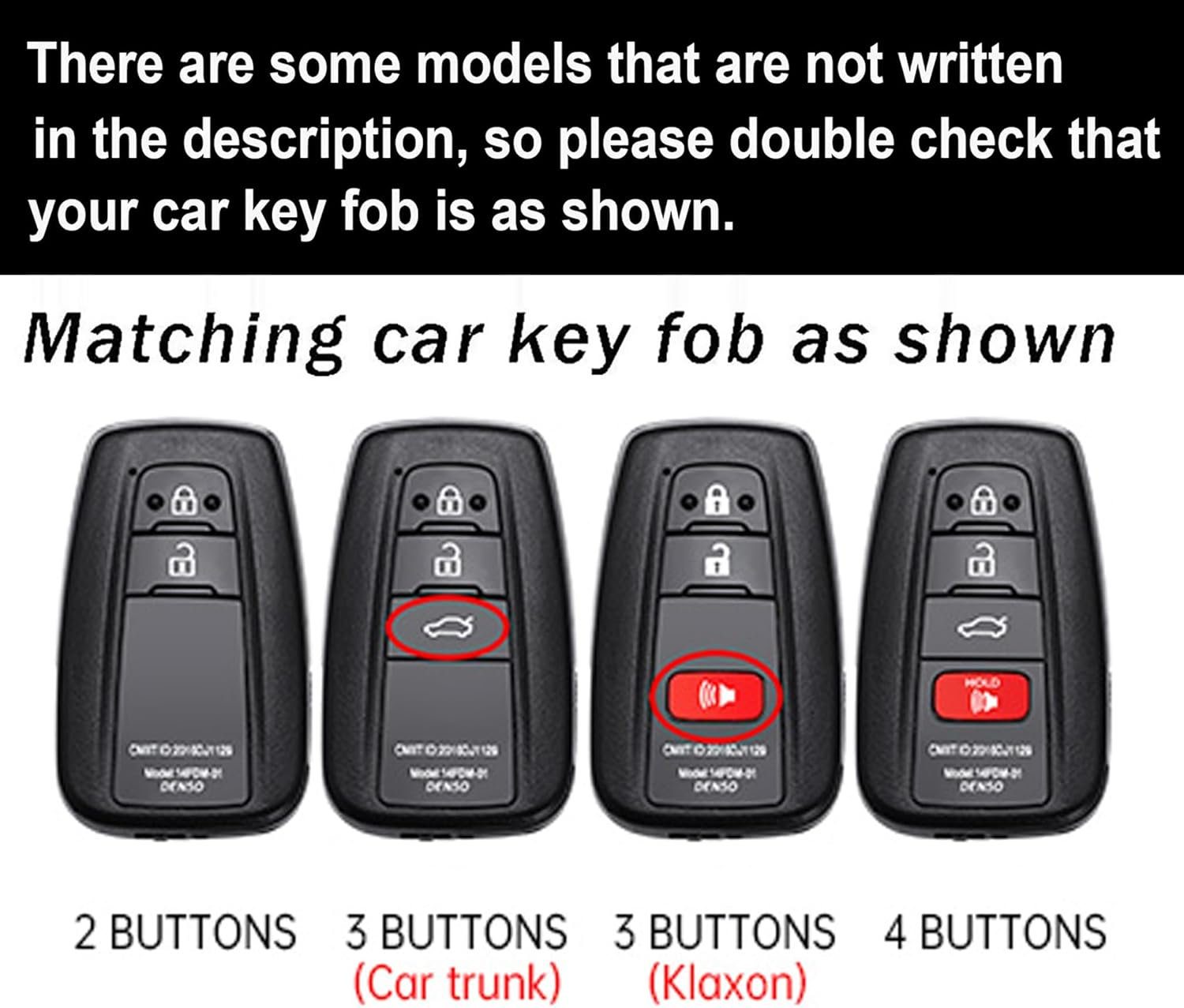 Ontto 3-Button Key Fob Cover with Fluorescent Strip Smart Remote Car Key Shell Fit for Toyota Camry CHR Highlander Corolla RAV4 Avalon Land Cruiser Prado Prius 4Runner GT86 2017-Up,Black image number 3