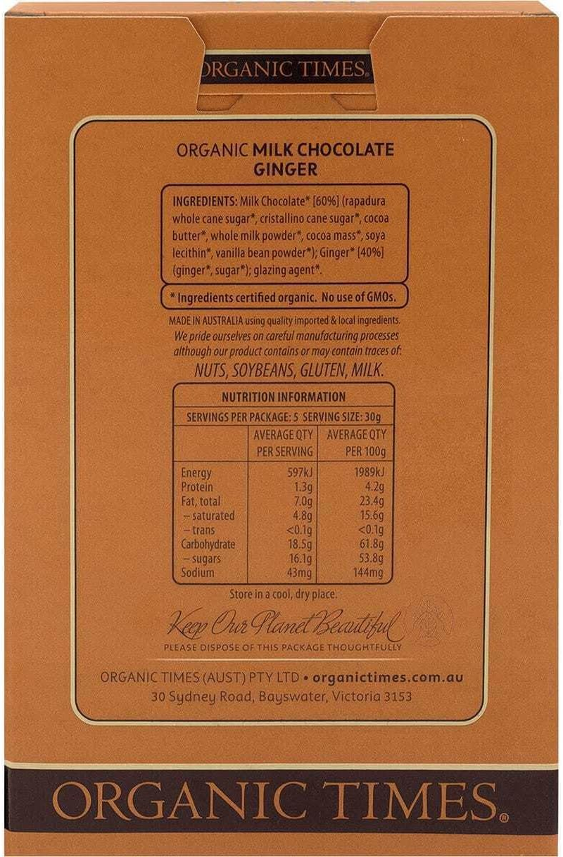 Organic Times Organic Milk Chocolate Coated Ginger, 150 G