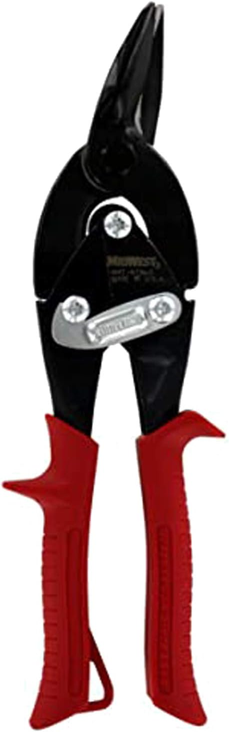 Midwest Tool & Cutlery Blackout Series Aviation Snip - Left Cut Offset Tin Cutting Shears with Forged Blade & KUSH'N-POWER Comfort Grips - MWT-6510LO