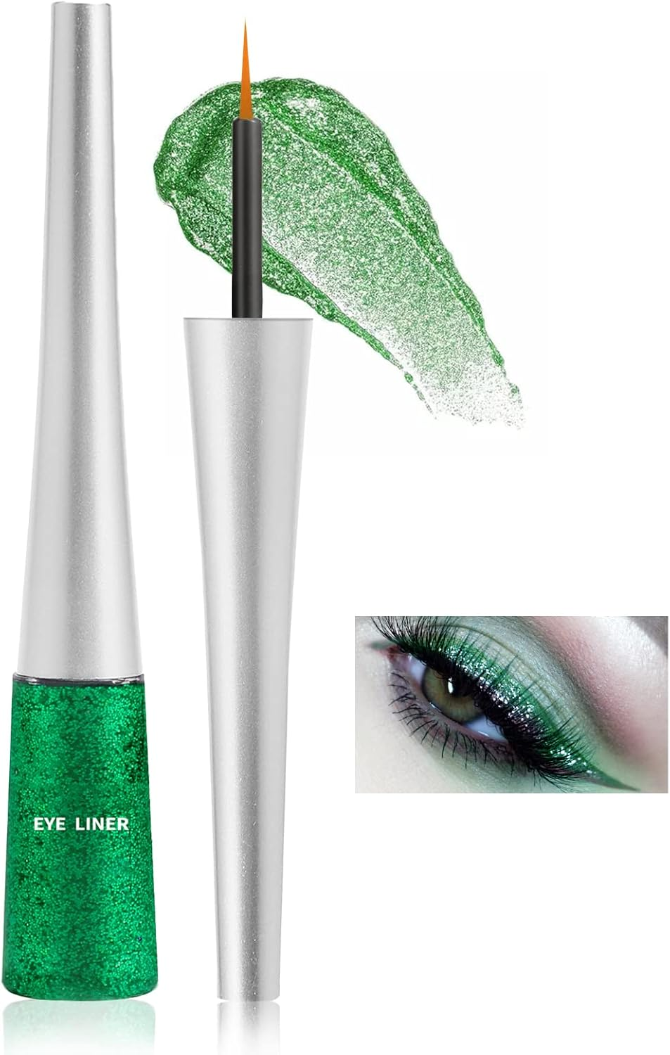 Boobeen Colorful Glitter Eyeliner Liquid Shimmer Eyeliner Waterproof Metallic Eyeliner Smudge-Proof Suitable for Women, 1 Pcs