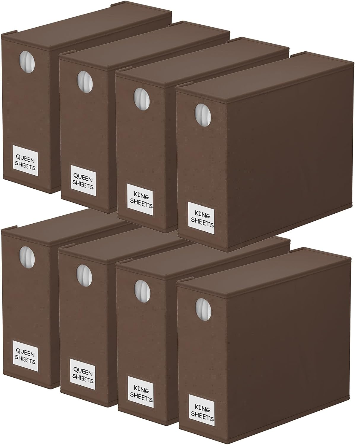 Spaceaid 8 Pack Bed Sheet Organizers and Storage, Foldable Organizer for Linen Closet, Sheets Set Folder Keeper with Window XL (Queen & King Size) Organizing Bedding Container, Beige (91ZDSN-SL22-Y8)