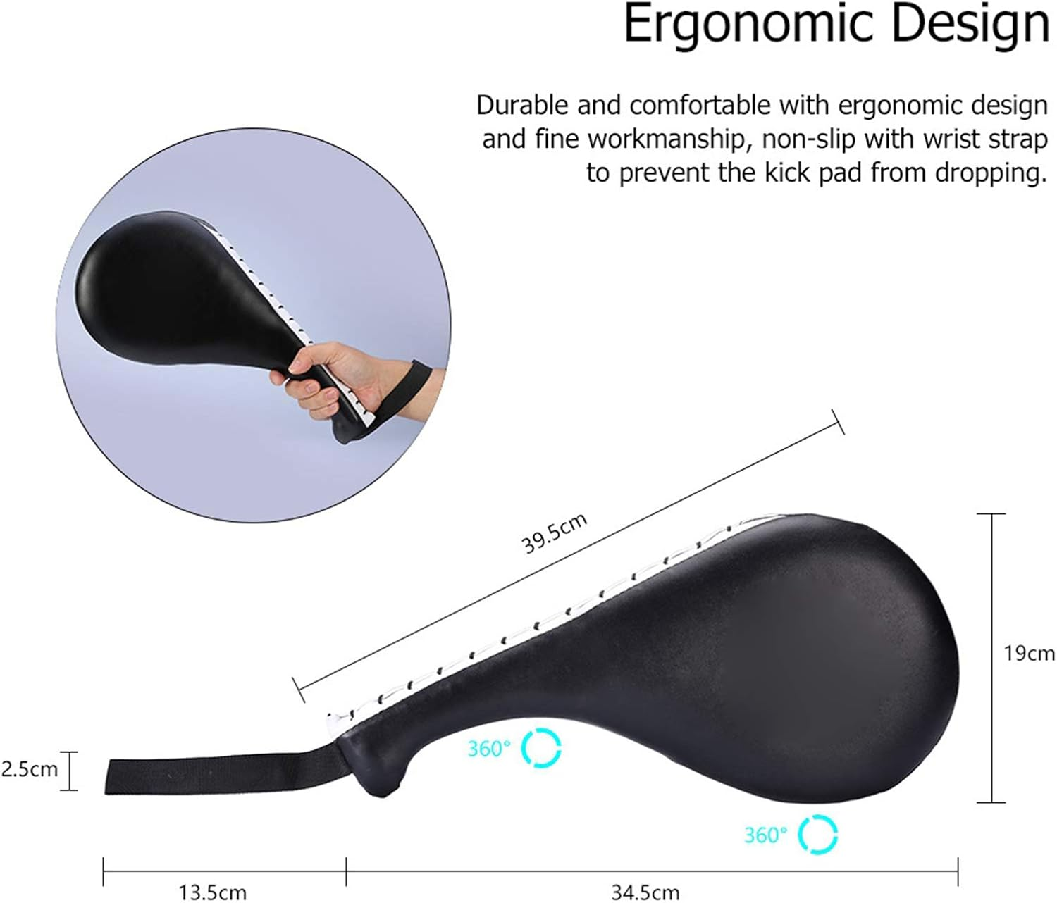 Taekwondo Double Kick Pad,Target Karate Kickboxing Training TKD Kicking Pad,Practice Kick Target Training Double Face Kick Foot Pad,Martial Arts Equipment Sporting Goods Paddle - Black image number 4