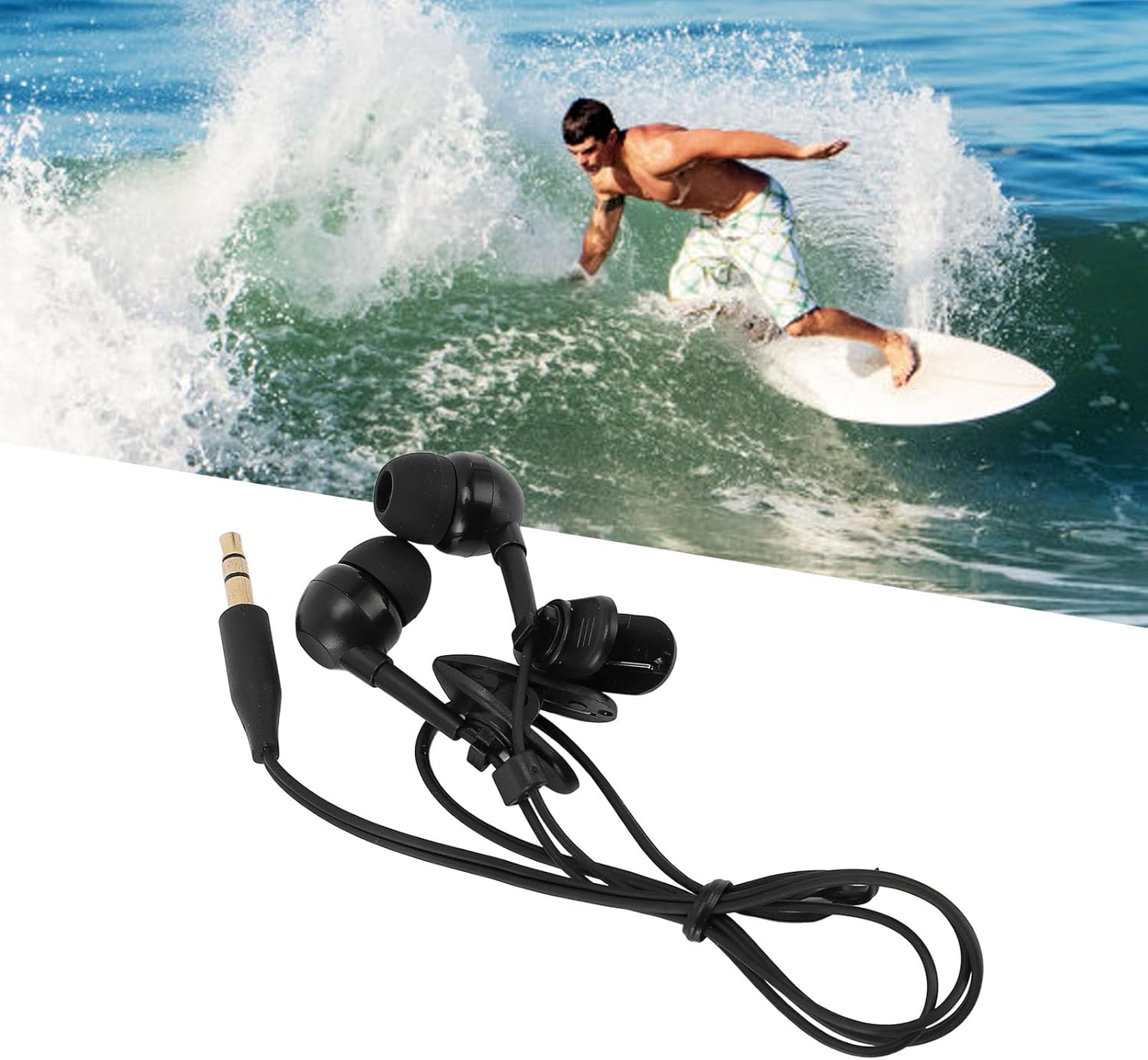 Luocute IP68 Waterproof In-Ear Earphones, Spiral Cable Swimming Earphones, Waterproof Headphones, 40 Cm Short Cable, 3.5 Mm Plug, IP68 In-Ear Earphones with 8 Earplugs image number 5