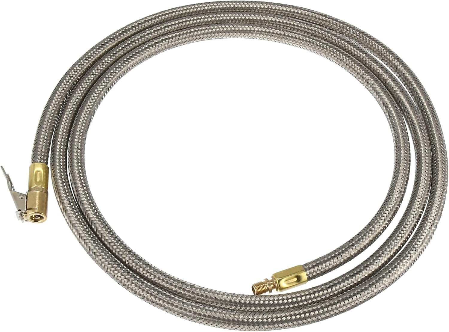 X AUTOHAUX Flexible Stainless Steel 200Cm 79" Tire Valve Connect Pipe Air Chuck Inflator Compressor Pump Extension Hose for Car Motorbike Bike Quick Connect image number 6