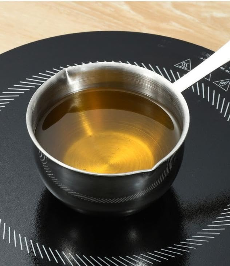 Butter Melting Pot, Stainless Steel Butter Warmer with Dual Pour Spouts, Induction Bottom, Small Saucepan for Stove Top, Coffee Tea Special Small Pot for Hot Oil Splashing (Silver, One Size) image number 6