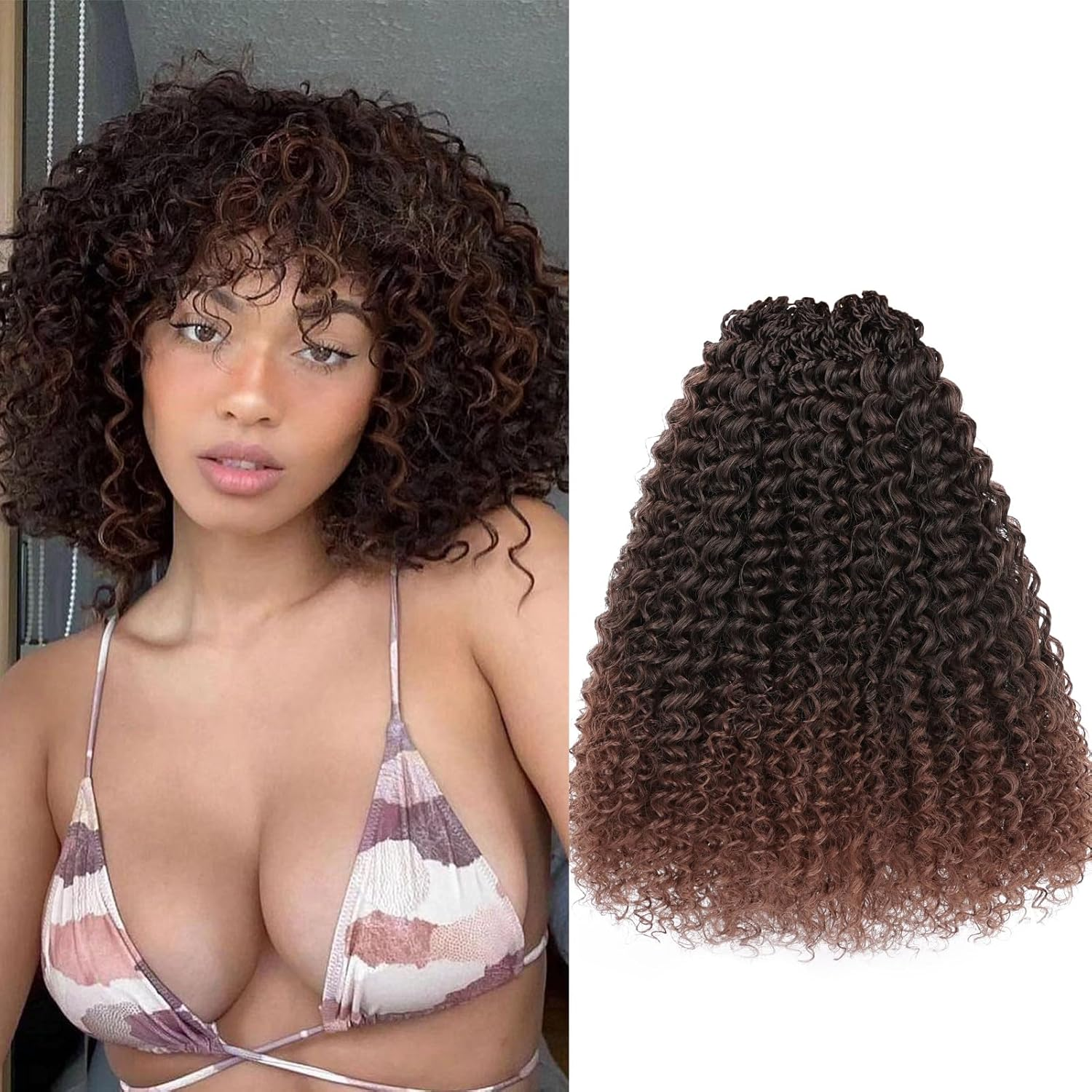 Beverlee Crochet Hair 12 Inch Curly Hair 8 Bundles Crochet Hair Micro Twist Yanky Twist Wavy Synthetic Hair Pre Rolled for Women image number 5