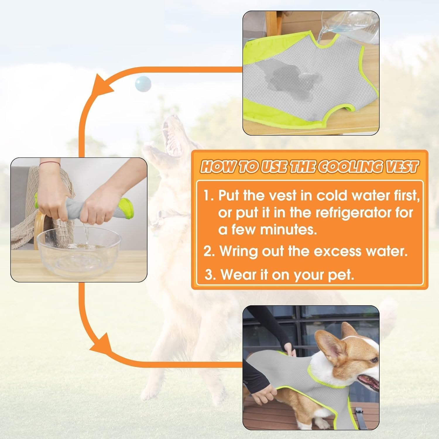 Cooling Vest for Dogs,Dog Cooling Jacket,Pet Cooling Vest,Breathable Mesh Ice Vest Adjustable Straps Cool Vest for Small Medium and Large Dogs (Light Gray, M) image number 6