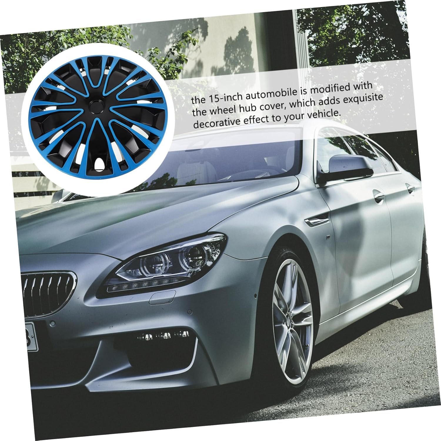 GLEAVI 15 Inch Car Hubcaps Decorative Wheel Hub Caps Universal Automotive Rim Covers Blue Black for Vehicle Wheel Protection and Styling image number 5