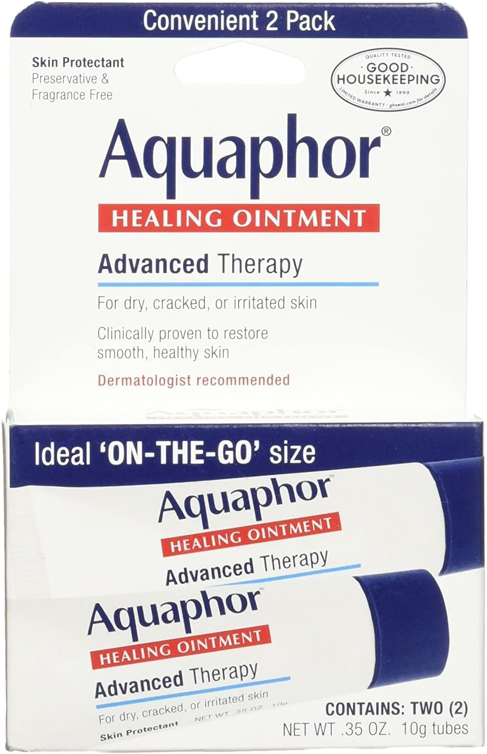 Aquaphor Healing Skin Ointment, Advanced Therapy, 2 Pack, 0.35 Oz Ea