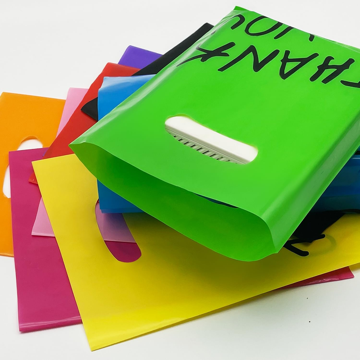 Viefantaisie Goodie Bags, 100 PCS 6" X 8" Party Favor Bags, Thank You Bags, Small Goodie Bags for Kids, Merchandise Bags for Small Business, Goody Bags for Weddings, Christmas, Halloween, Craft,10 Color - Multicolor-24Pcs image number 2