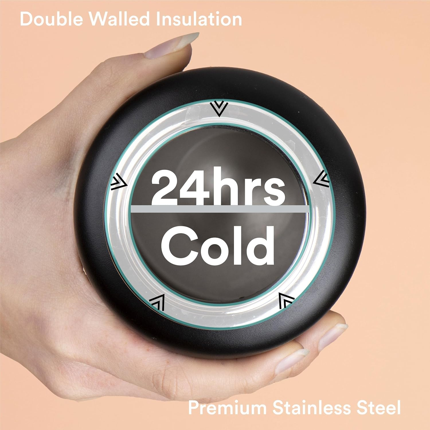 Moon Bottles - Insulated Water Bottle with Straw - Stainless Steel Sports Drink Bottle, Thermal Flask, 24Hr Cold, 12Hr Hot, Double Walled, Metal Straw, Silicon Spout, Australian Company (500Ml, Black) image number 6