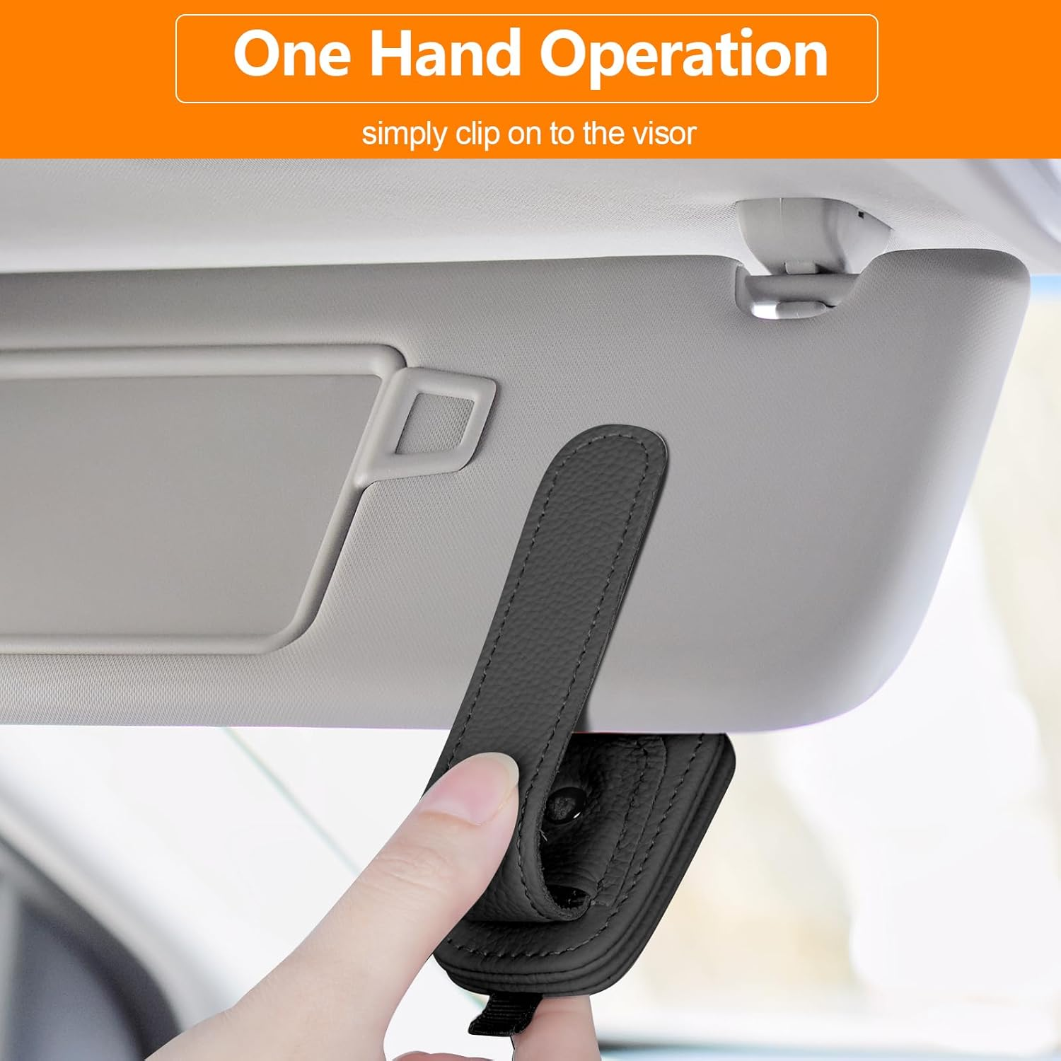 Sunglasses Holders for Car Visor, 2 Pack Magnetic Leather Sunglass Clip for Car Visor, Car Glasses Holder and Ticket Card Clip, Eyeglass Holder for Car Visor Accessories (Black) - 2 Pack - Black image number 2