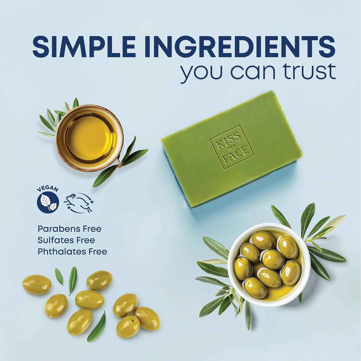 (3 Bars) - Kiss My Face - Pure Olive Oil Bar Soap Value Pack Fragrance Free - 3 Bars image number 6