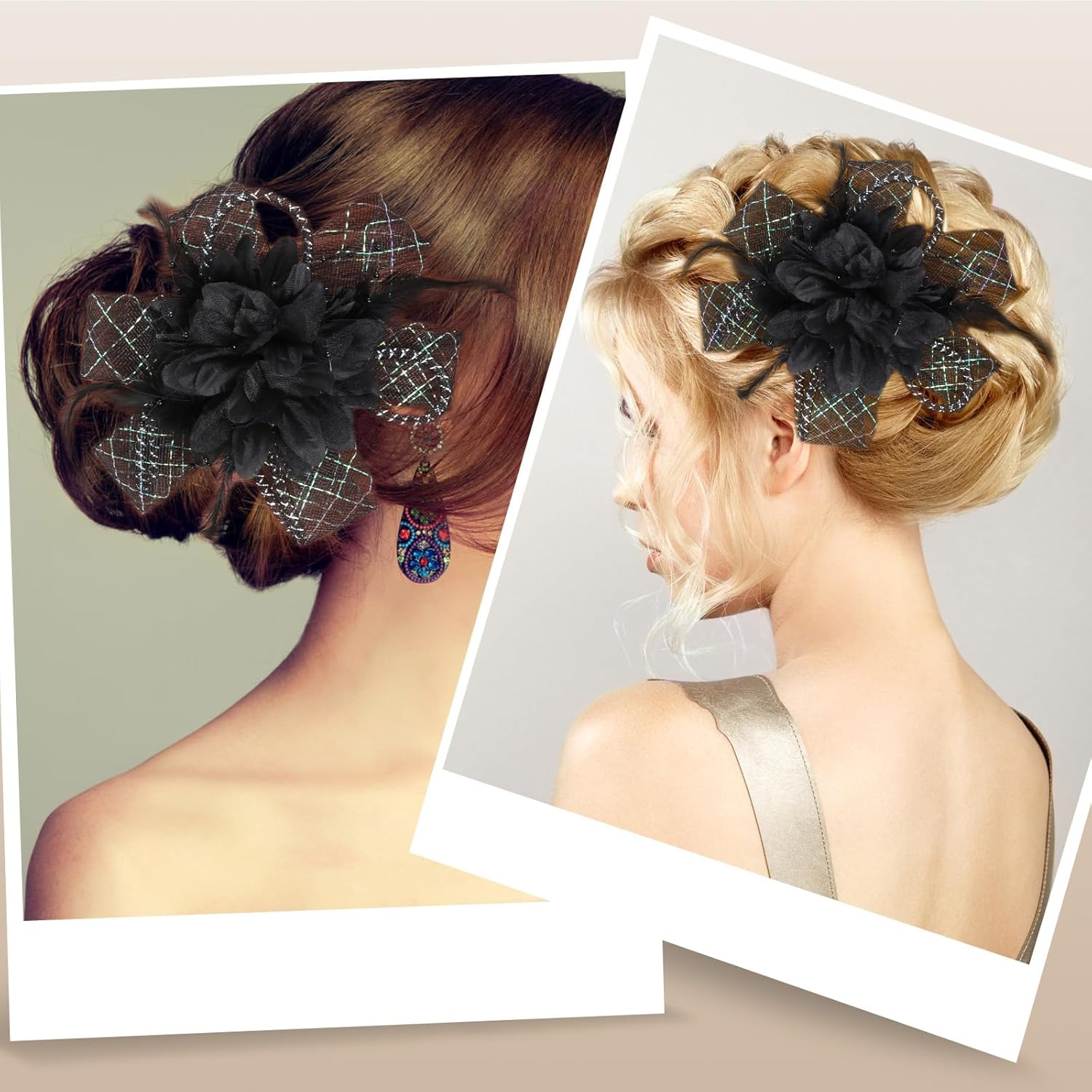 Sibba Flower Hats Clip Tea Party Lapel Pin Hair Clip Flower Feather Hair Clips Hair Pin Butterfly Accessories Dresses Headband Set Women Girls Travel Wedding Prom Valentine'S Day Black C image number 6