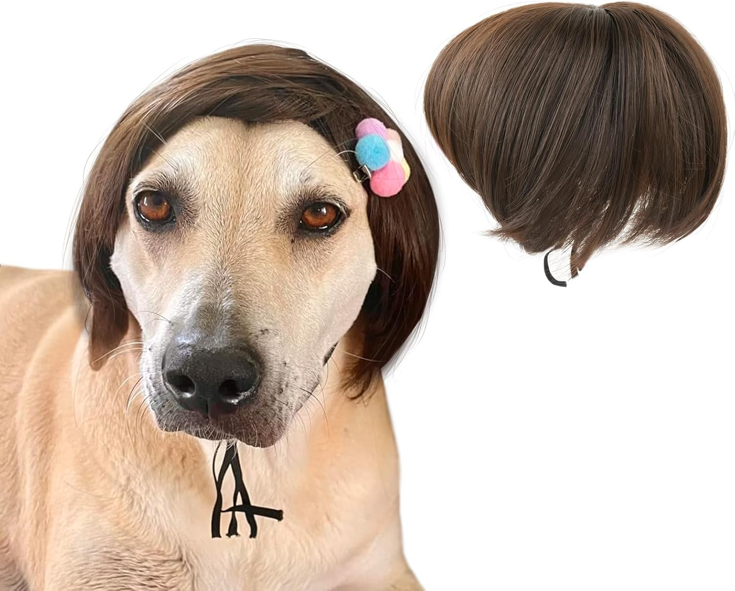 DS. DISTINCTIVE STYLE Dog Wig for Small and Medium Breeds Trimmable Pet Costume Accessories Cat Cosplay Prop for Halloween, Christmas, and Dress Parties image number 4