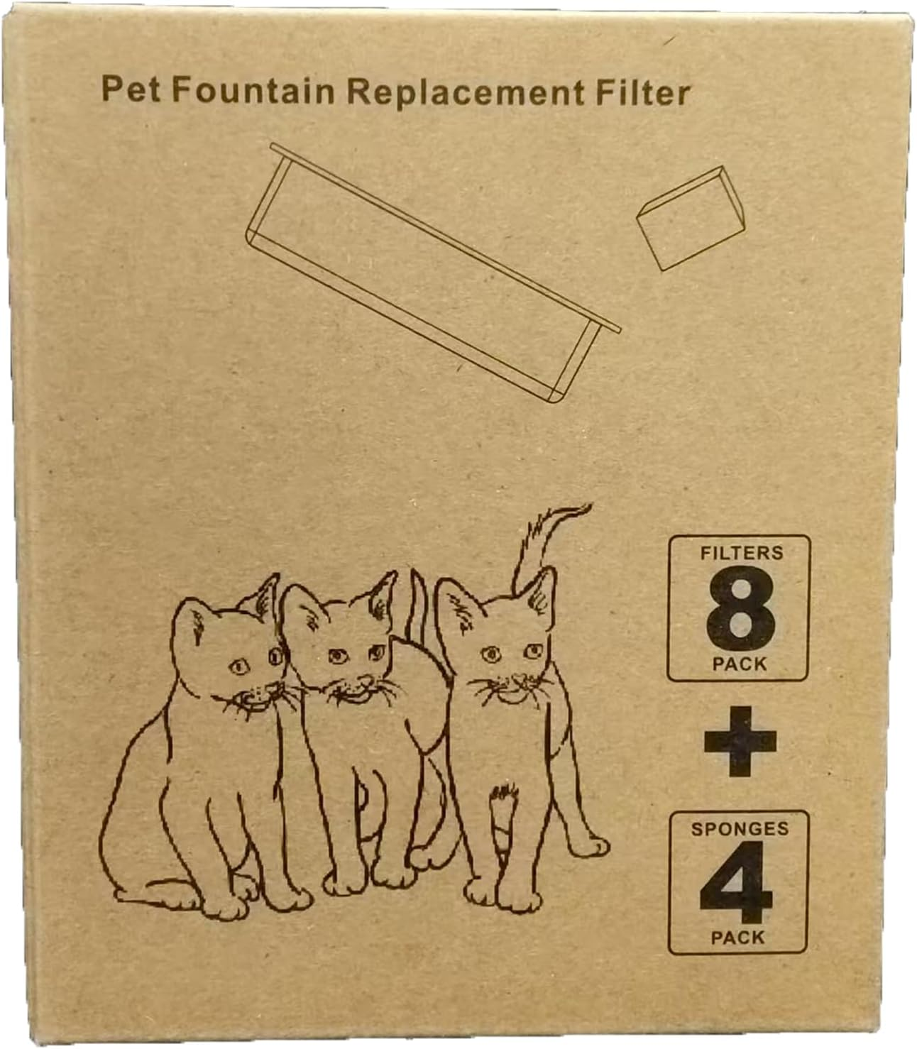 Cat Water Fountain Stainless Steel - 4L Pet Water Fountain for Cats Indoor - Automatic Pet Watering Dispenser Replacement Filters, 8 Pack Replacement Filters & 4 Pack Replacement Sponges image number 2