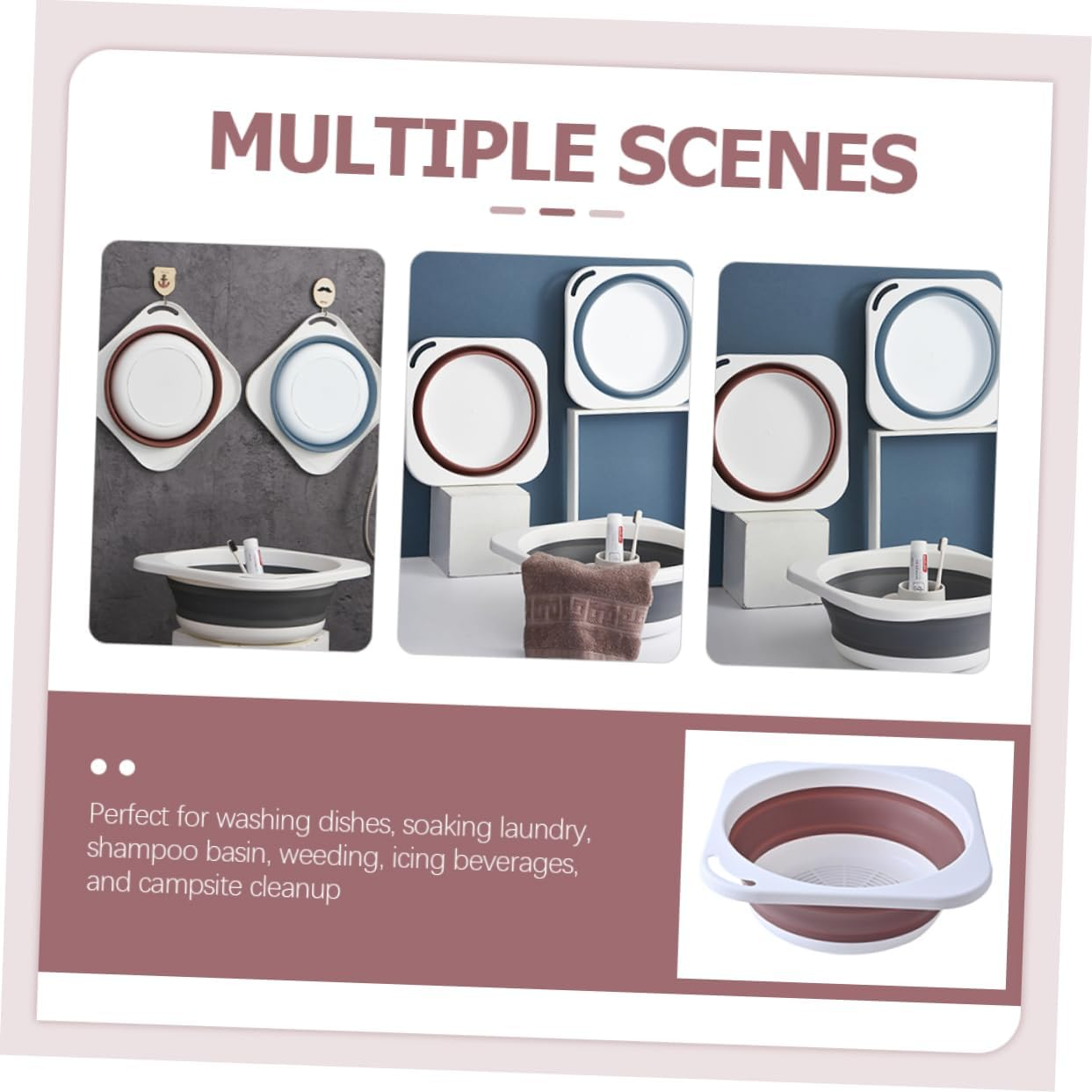 HEATSHAKING Folding Tub for Camping Kitchen Cleaning Basin Household Washbasin Hangable Laundry Basin Folding Sink image number 1