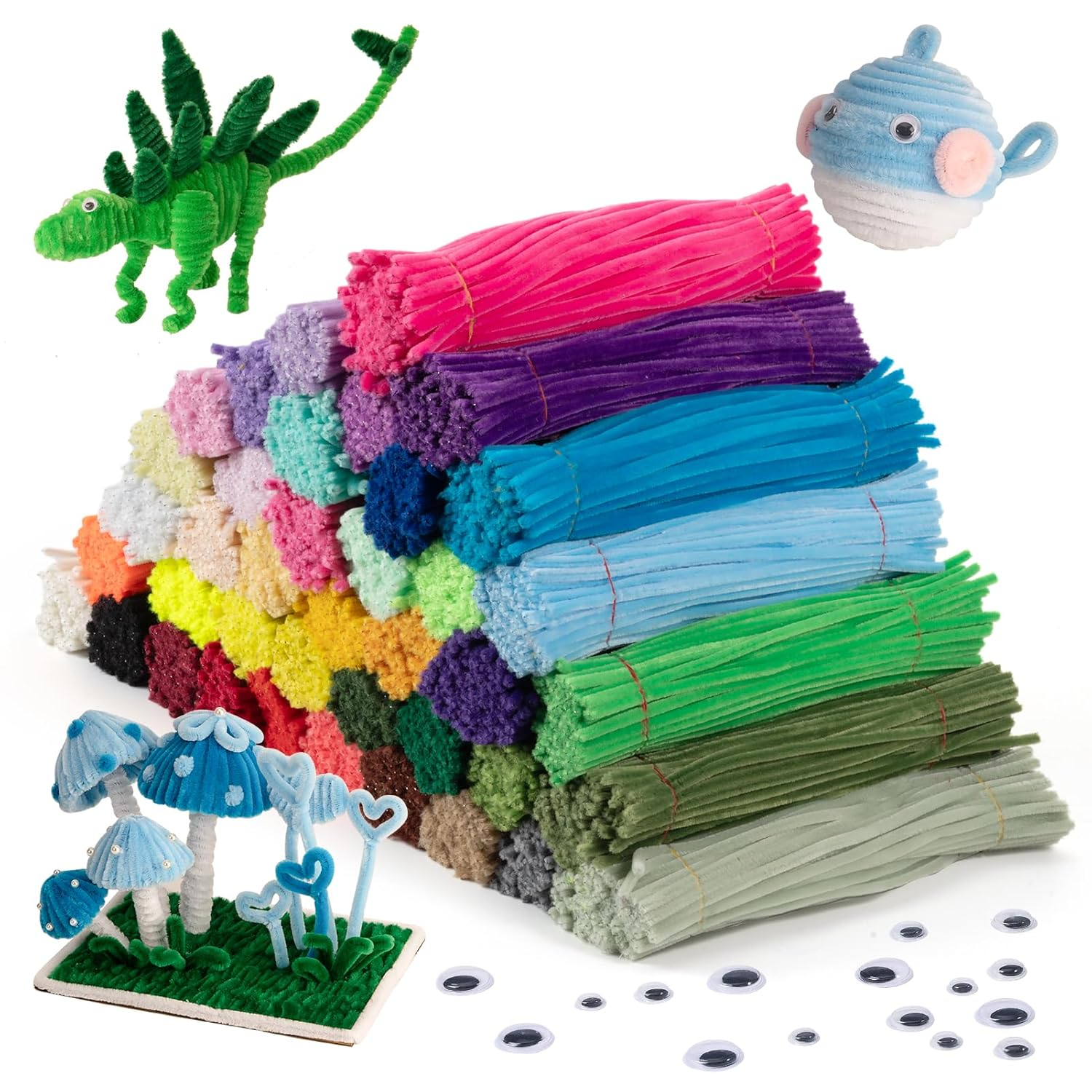 Caydo 4000 Pieces Pipe Cleaners 40 Assorted Colored Chenille Stems for Art and Crafts, Pipe Cleaner Crafts for DIY Art and Craft Projects Creative Gift Party Decorations image number 5
