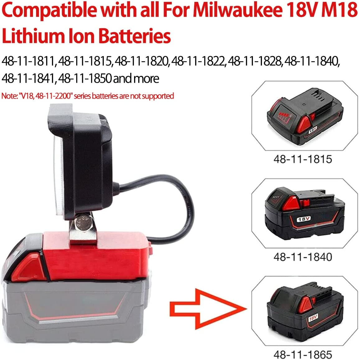 3 Inch LED Work Light for Milwaukee M18 20V Lithium Batteries Super Bright 180 Degree Rotation Jobsite Light image number 6