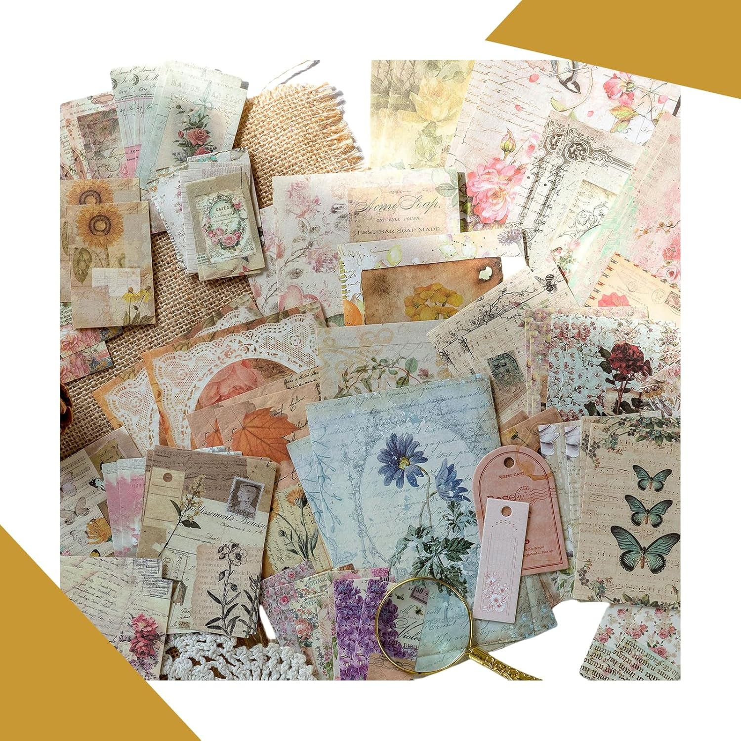 Treayes Scrapbooking Supplies Pack with Scrapbook Stickers and Journal Stickers (100 Pieces) for Art Journaling Planners DIY Paper Craft Kits Notebook Collage Album Aesthetic Picture Frames(Nature) image number 3