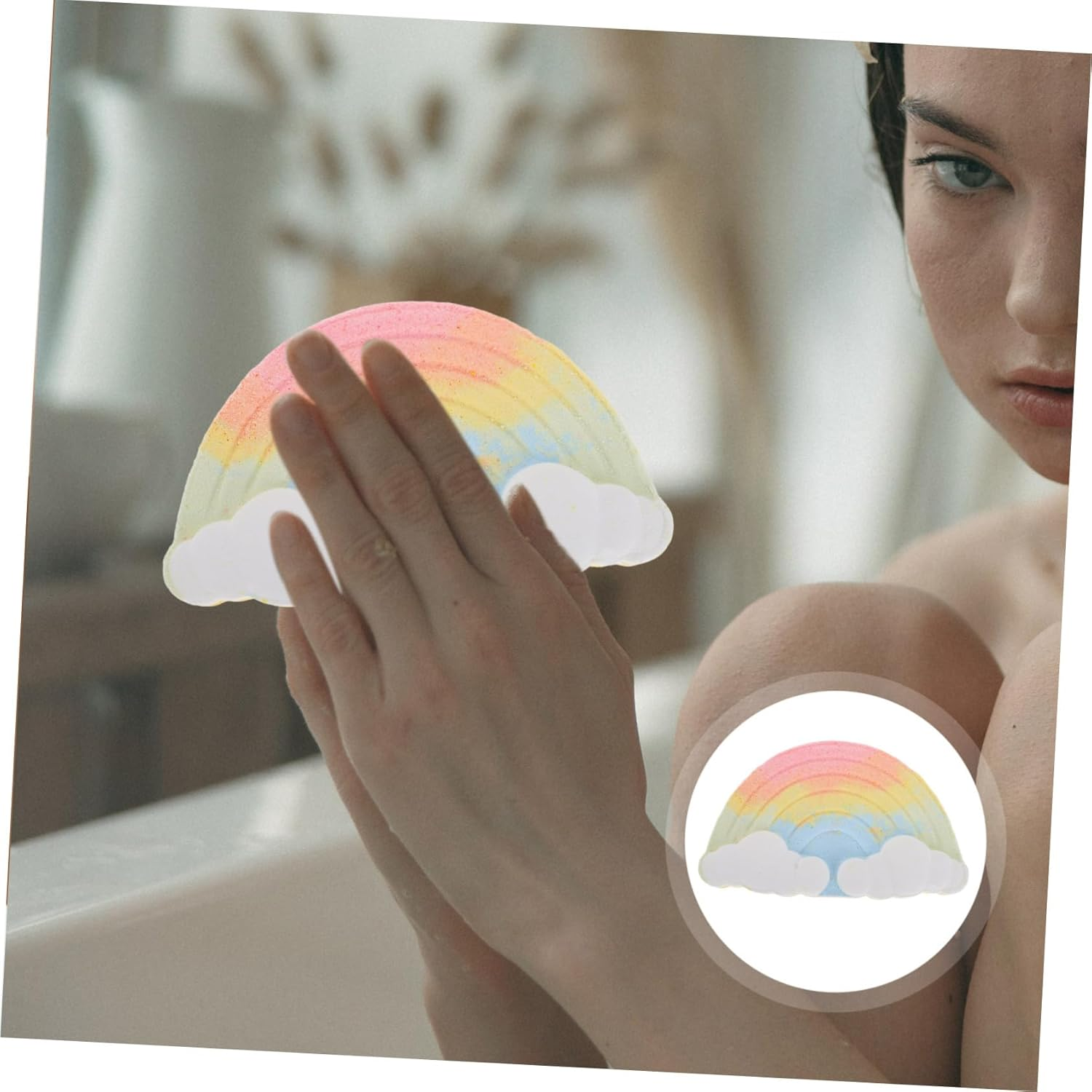 Minkissy Moisturizing Cloud-Shaped Bath Essential Oils Creative Rainbow Design for Relaxation and Aromatherapy for Women and Girls Organic Bathing image number 1