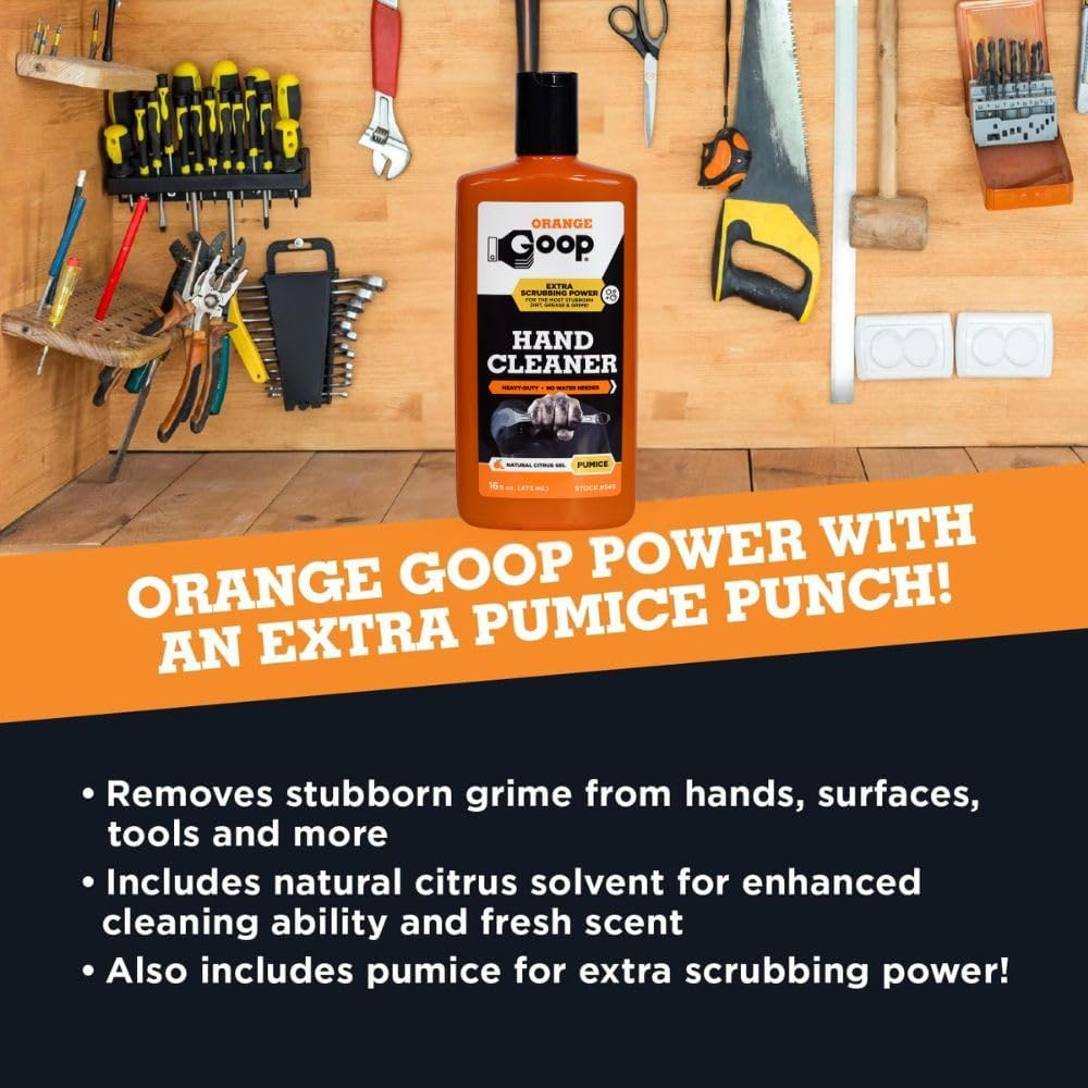 GOOP Orange Liquid with Pumice Multi-Purpose Waterless Hand Cleaner - 16 Oz Flip-Top Bottle