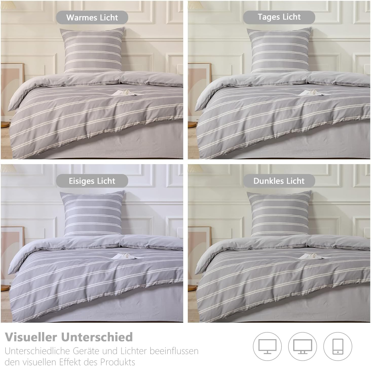 SAPHREAS Boys Grey Stripe 2 Piece Dark Grey Stripe Duvet Cover Bedding Set 1 Duvet Cover 1 Pillowcase 135 X 220 Cm