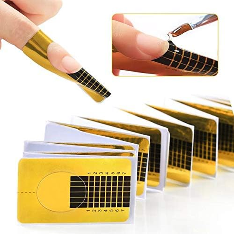 PROFICO Square Nail Stencils | Self-Adhesive Modelling Template for Gel and Acrylic Nail Extension (Pack of 500, White)