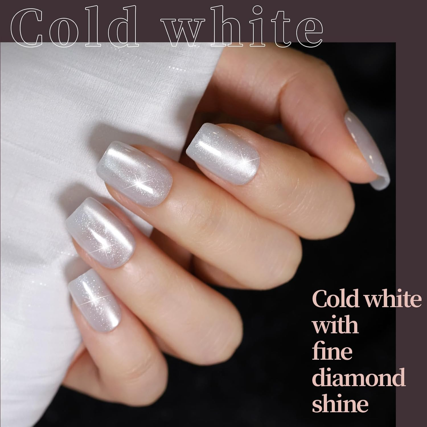 FANDAMEI Cat Eye Press on Nails Short Square, 6 Colors Natural Fake Nails Fine Diamond Shine, Glossy Ombre, Cat Eye Press on Nails for Women with Salon Quality image number 4