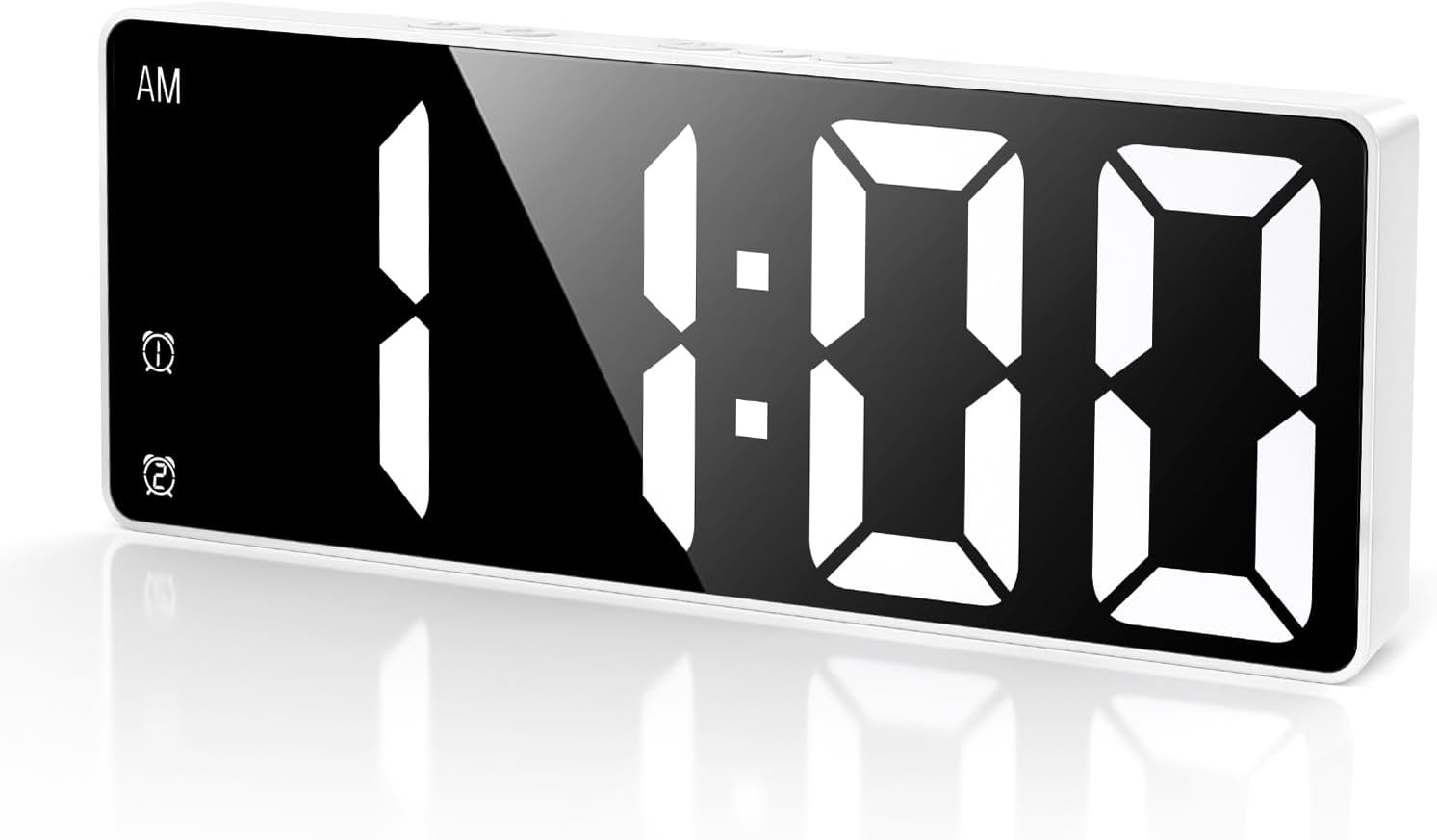 ORIA Digital Alarm Clock, LED Alarm Clock with Large Display, Desk Clock with Temperature, Dual Alarm, Snooze, Sound Control Function, USB Charging Bedside Clock for Bedroom, Office -White