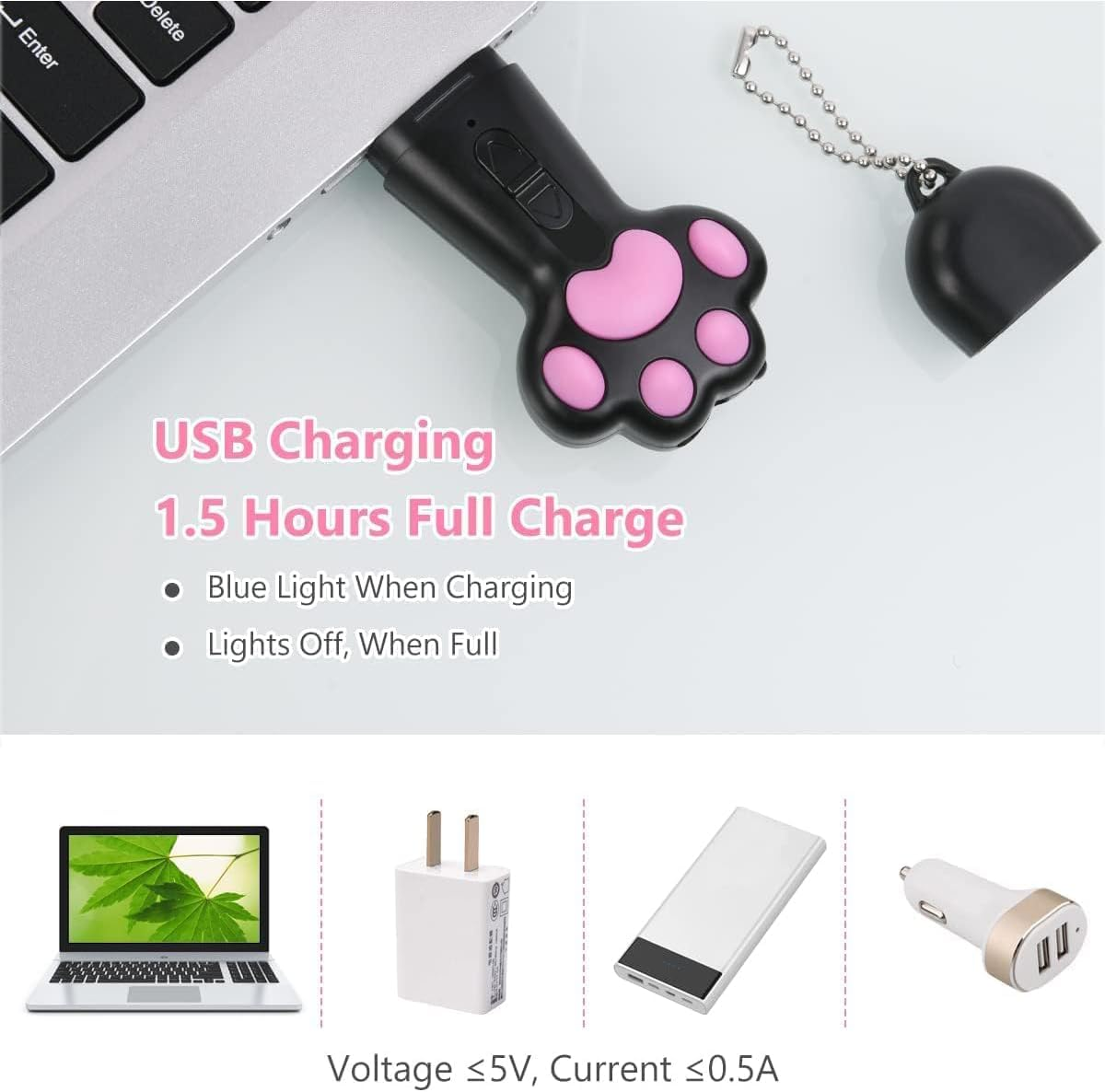 Mumoo Bear Cat Dog Red Pointer Light Toy, 7 in 1 Paw Style Cat Toys Cat Dog Interactive Toy, USB Rechargeable LED Cat Pen Light, Pet Scratching Practice Chase Training Tool (Black) - White image number 6