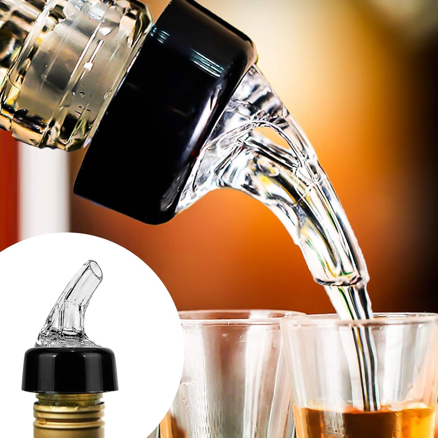 Automatic Measured Bottle Pourer - Quick Shot Spirit Measure Pourer Drinks Wine Cocktail Dispenser Home Bar Tools - 1Oz/30Ml (4 Pack) image number 4
