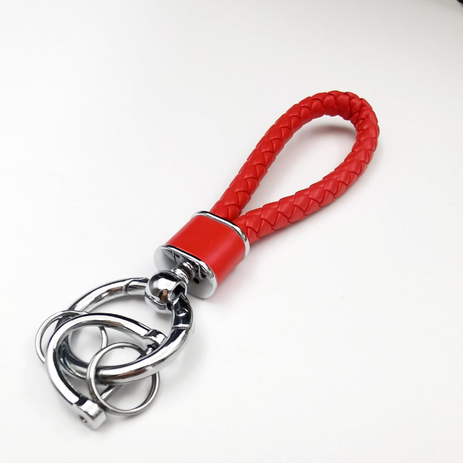 Leather Weave Keychain Suit for Car Keychain Keyring Present Woman ，With 360 Degree Rotatable D-Ring image number 3